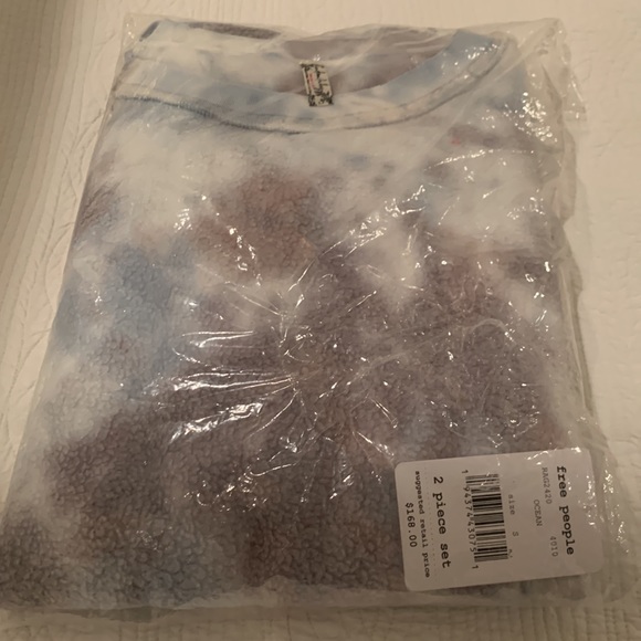 FREE PEOPLE KELLY WASHED SET IN OCEAN BLUE TIE DYE SIZE S - Picture 8 of 8